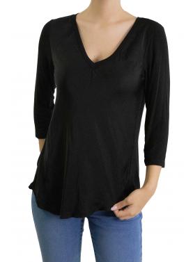Maglia con scollo a V manica 3/4 tinta unita 